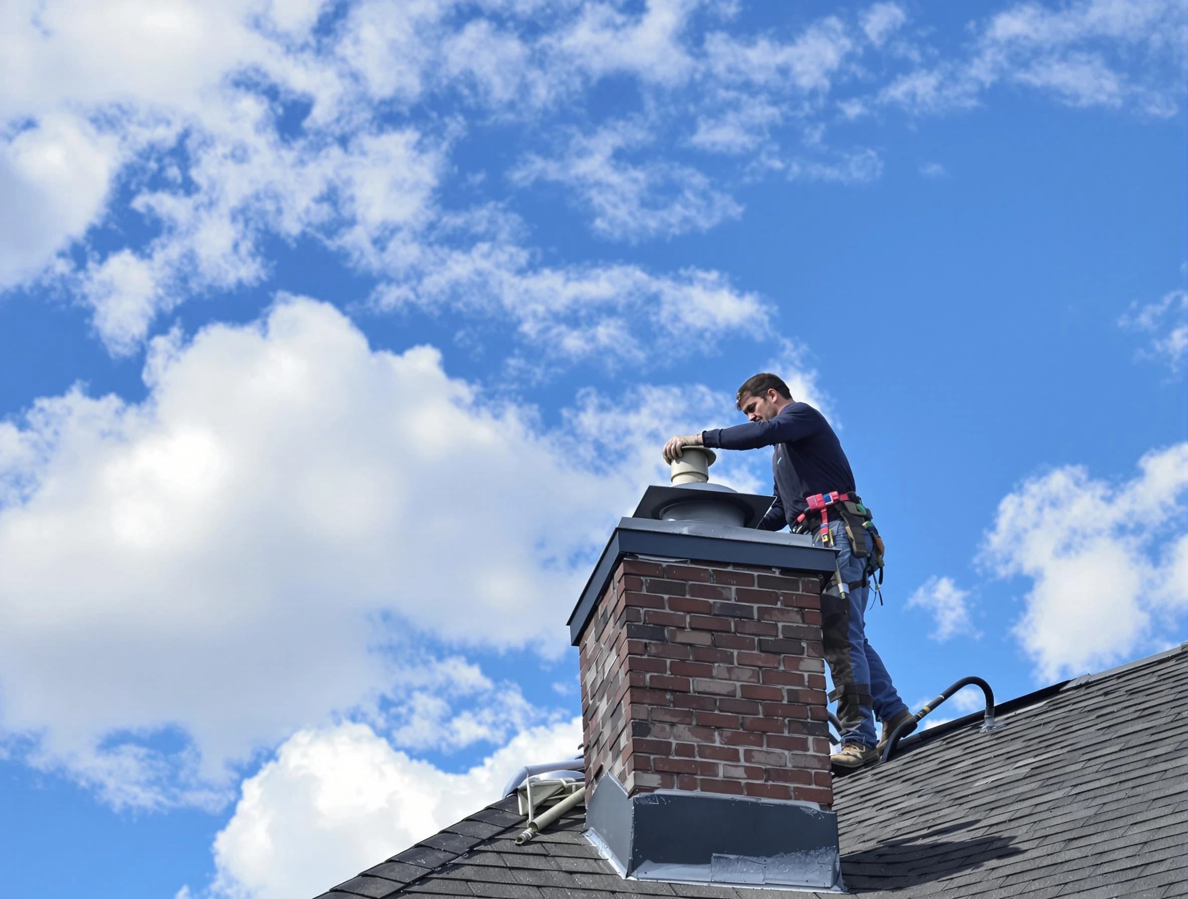 Suwanee Chimney Sweep installing a sturdy chimney cap in Suwanee, GA