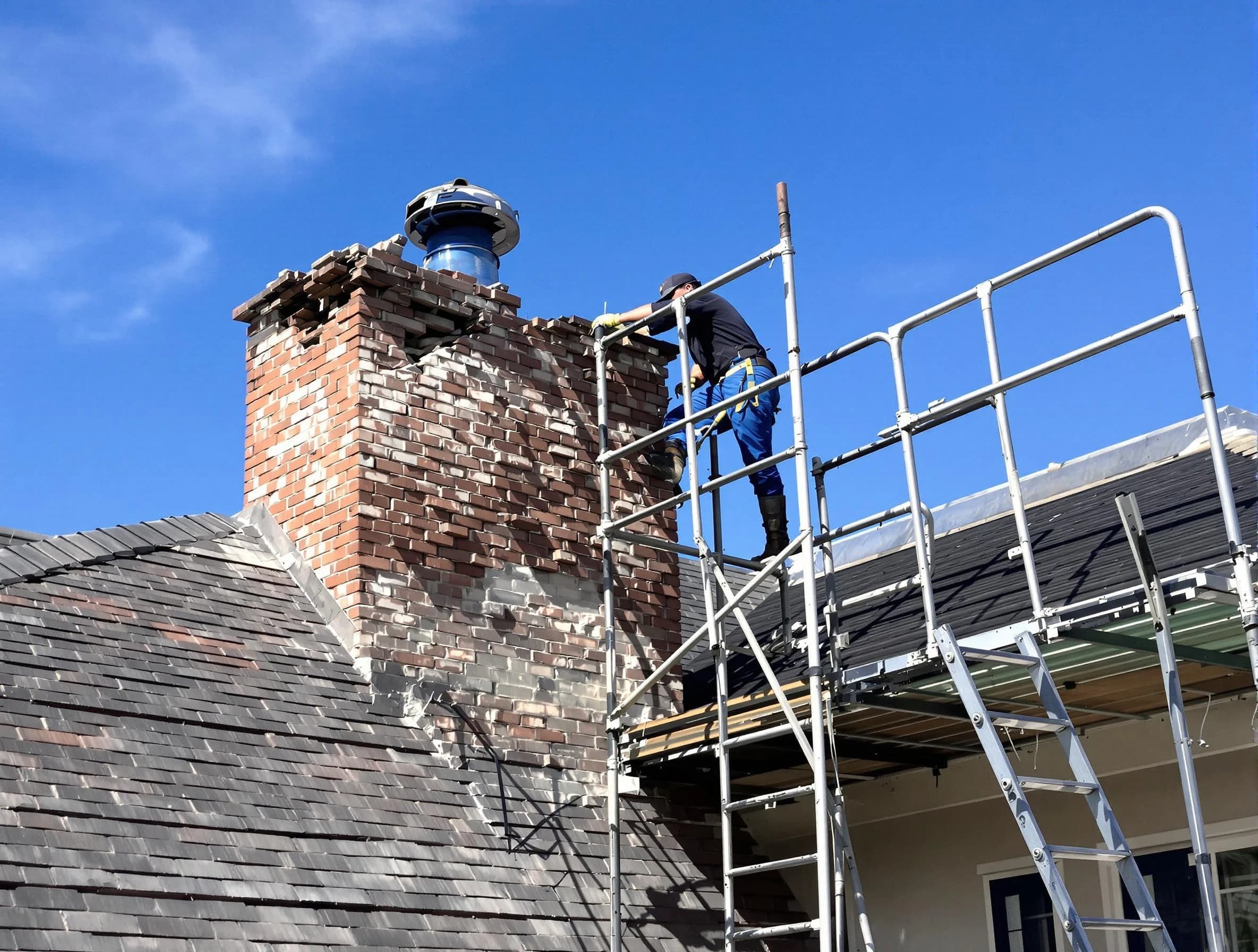 Rebuilding a chimney structure by Suwanee Chimney Sweep in Suwanee, GA