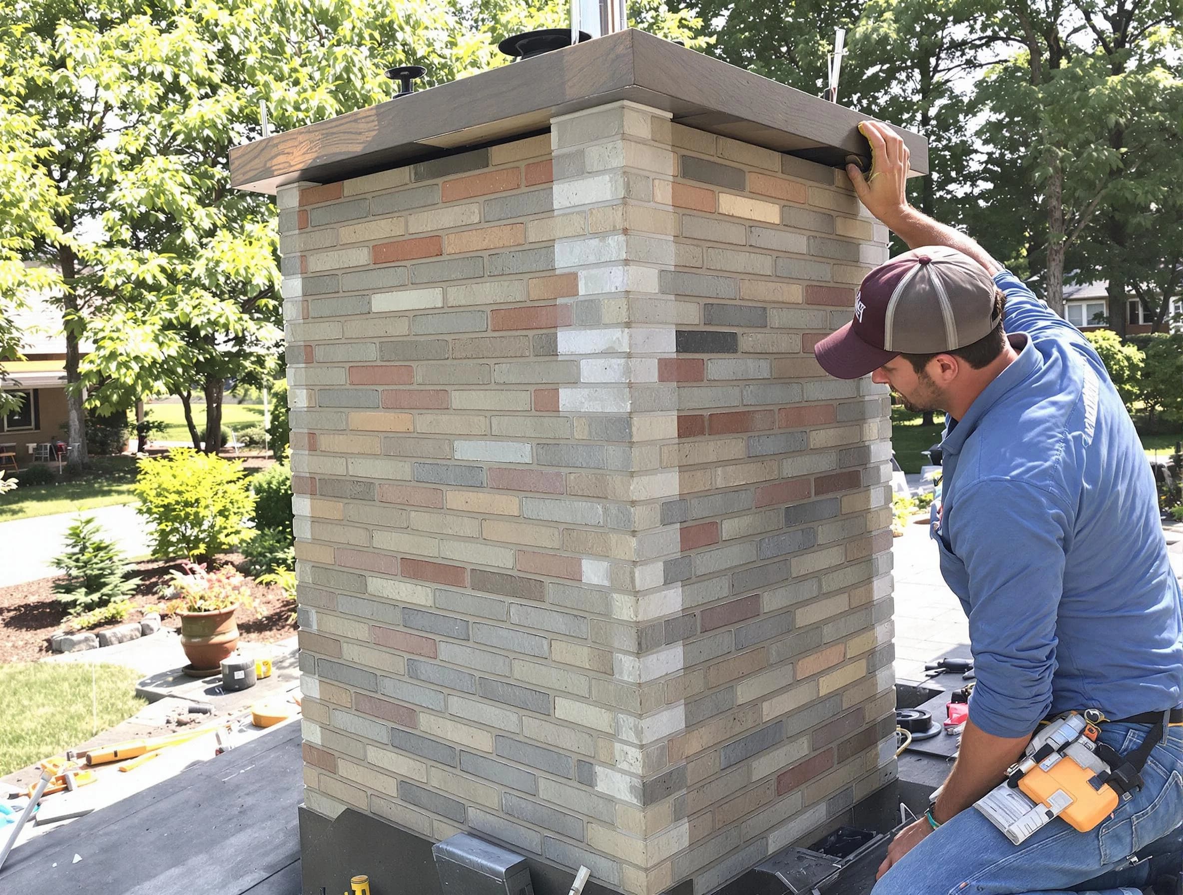 Suwanee Chimney Sweep completing a modern chimney remodel in Suwanee, GA
