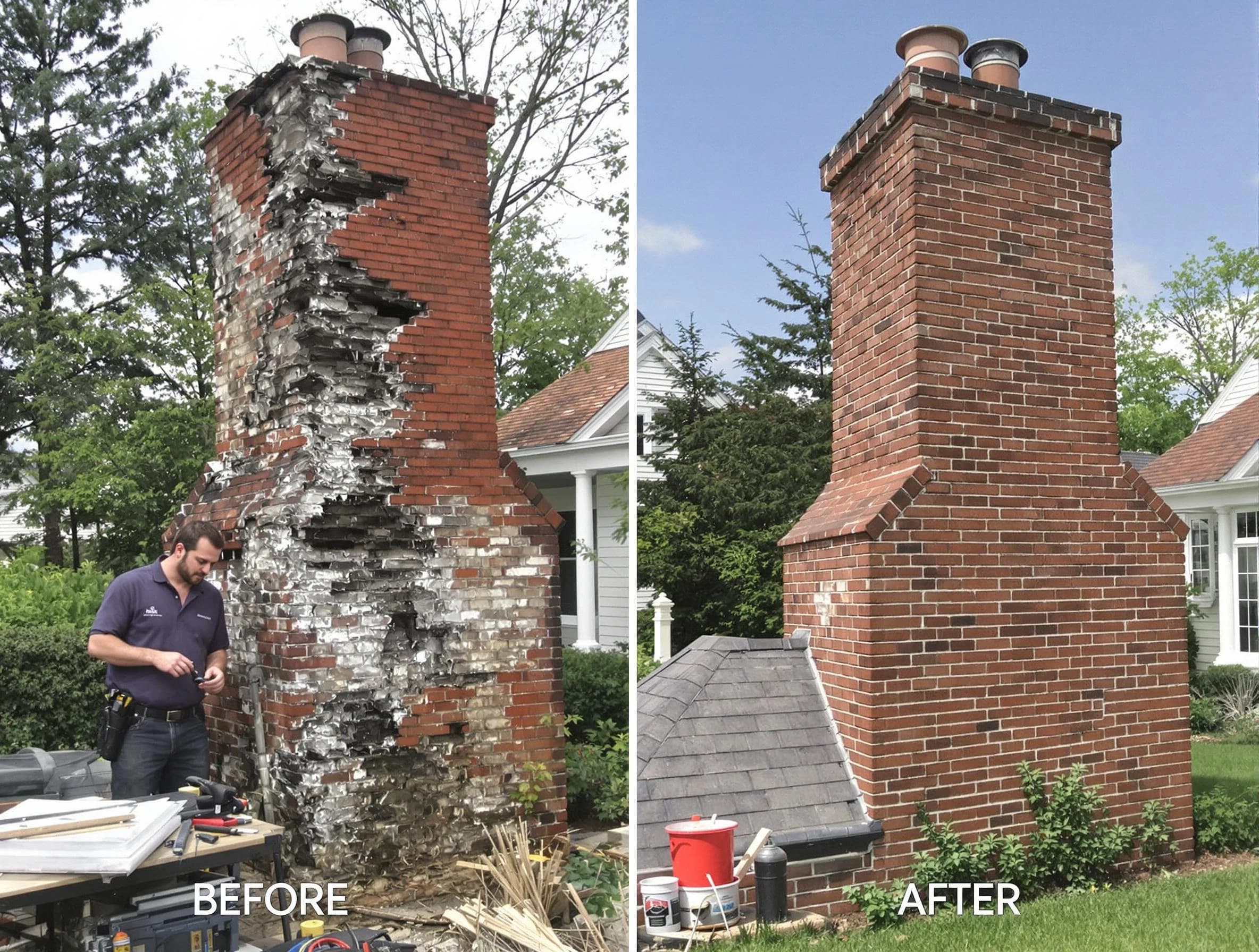 Suwanee Chimney Sweep performing a full chimney restoration in Suwanee, GA