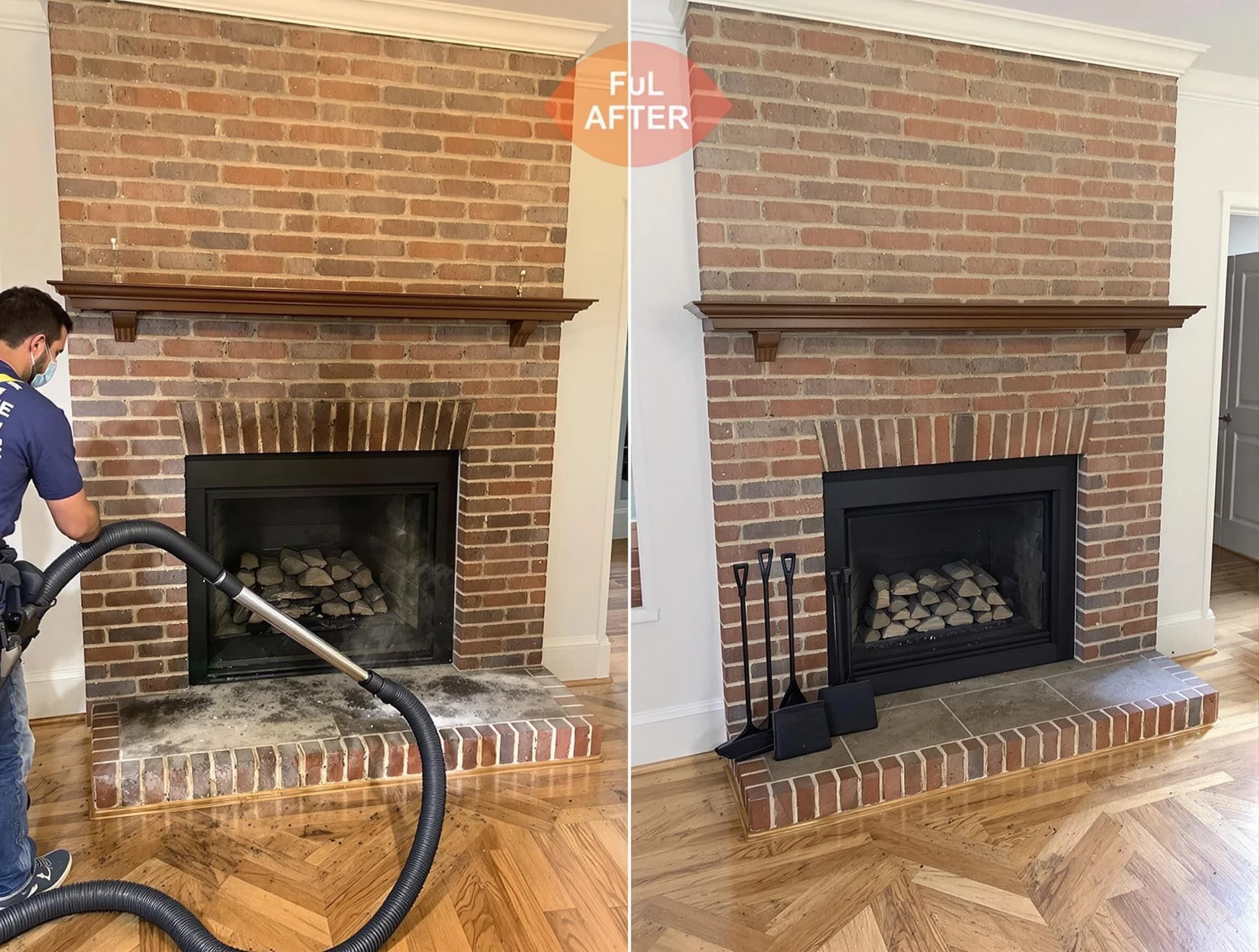 Suwanee Chimney Sweep carefully sanitizing a fireplace in Suwanee, GA