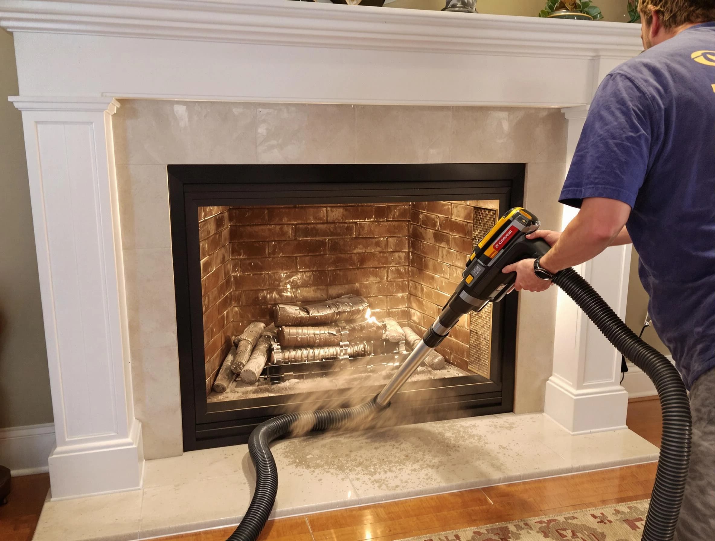 Fireplace cleaning performed by Suwanee Chimney Sweep in Suwanee, GA
