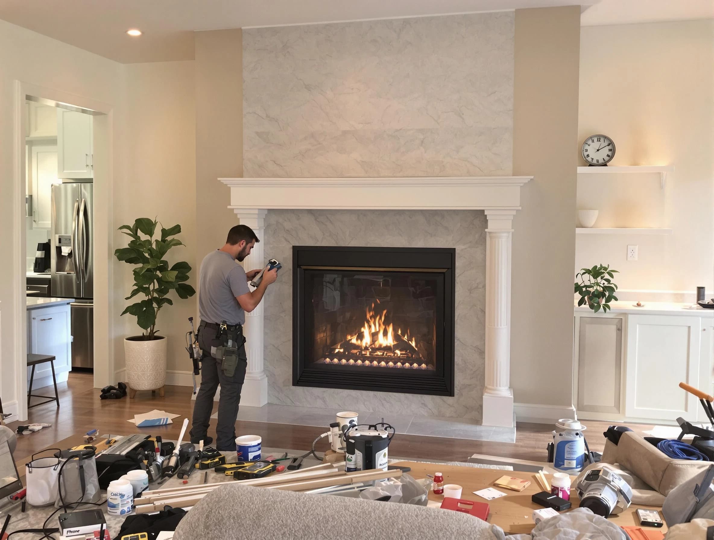 Newly installed fireplace by Suwanee Chimney Sweep in Suwanee, GA