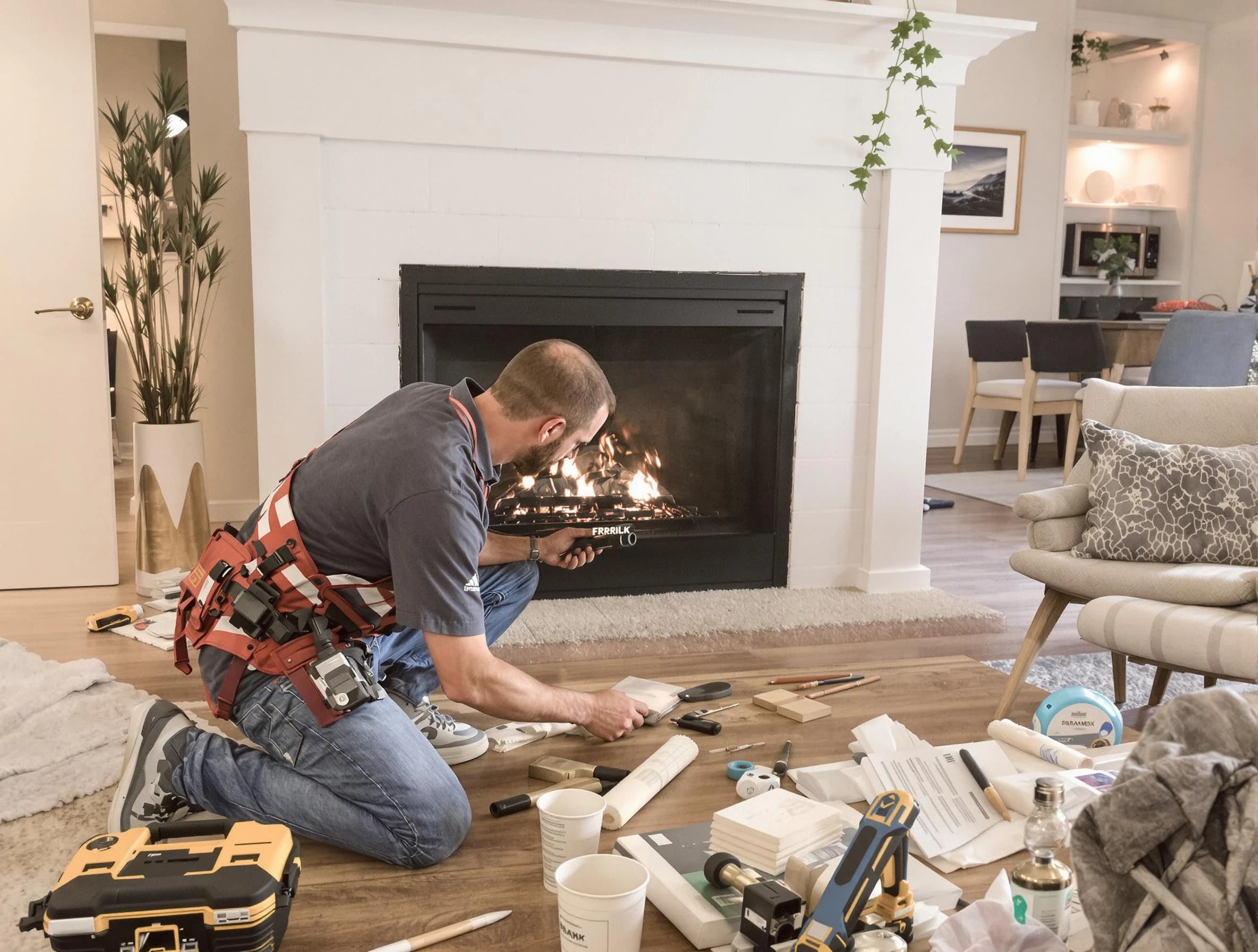 Suwanee Chimney Sweep performing fireplace repair in Suwanee, GA