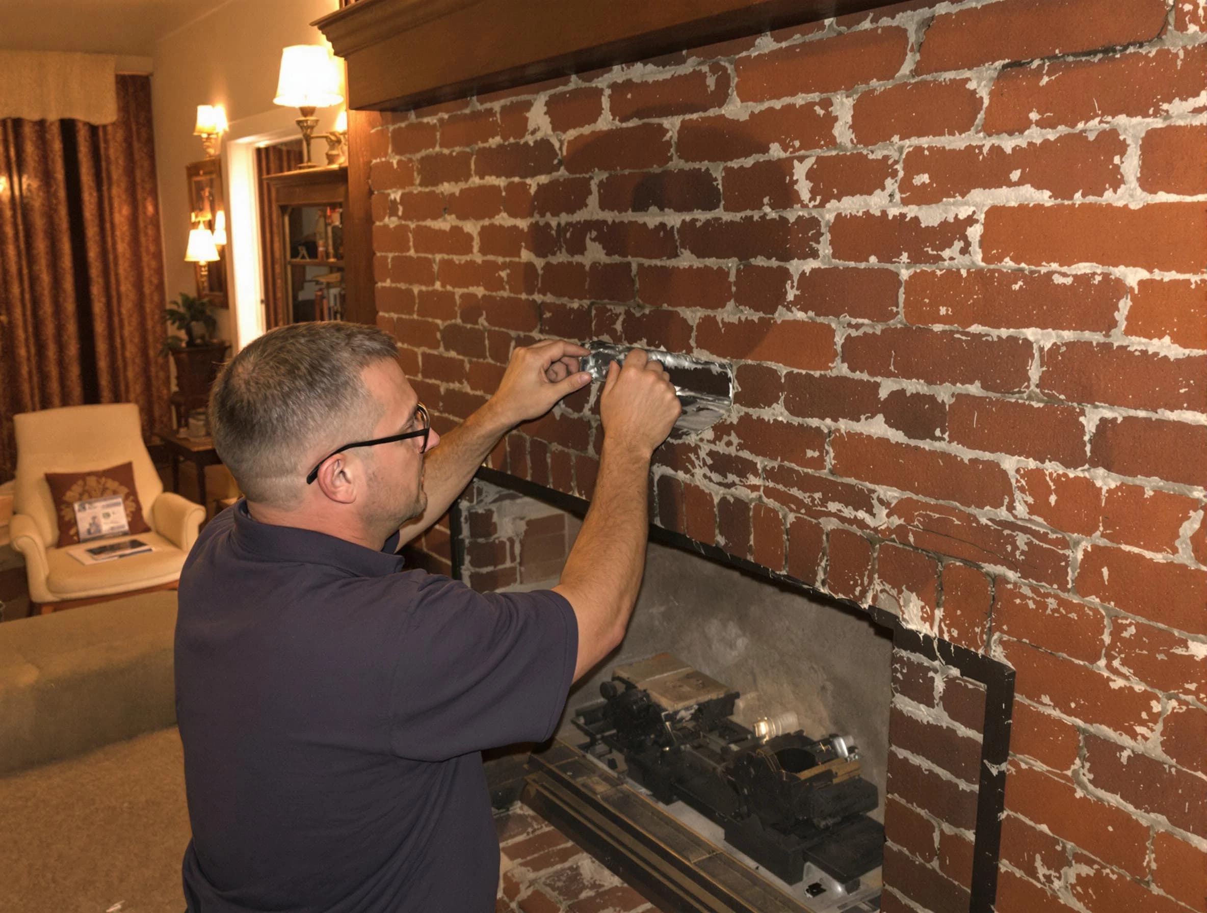 Suwanee Chimney Sweep expert fixing a fireplace in Suwanee, GA