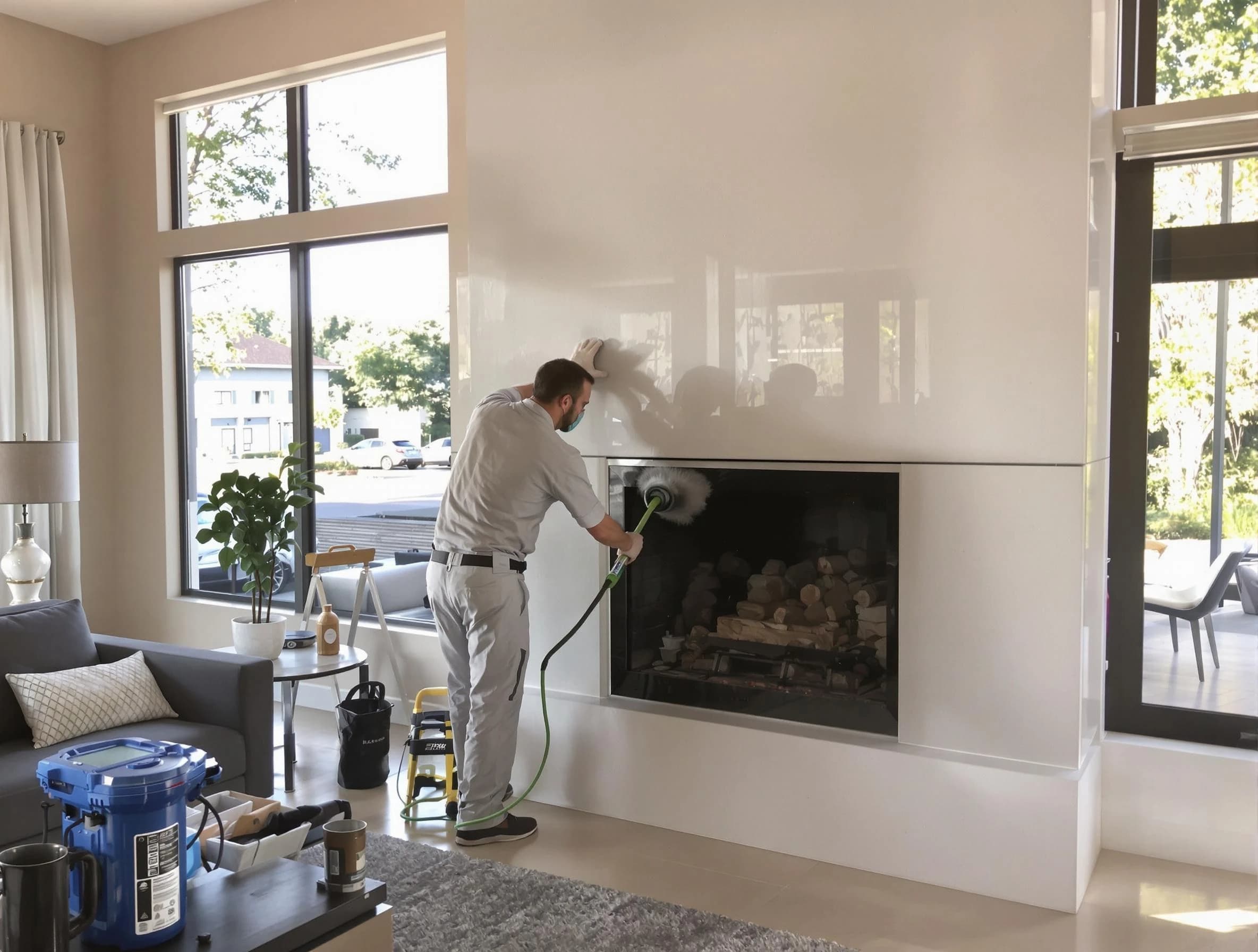 Suwanee Chimney Sweep performing thorough soot removal in Suwanee, GA