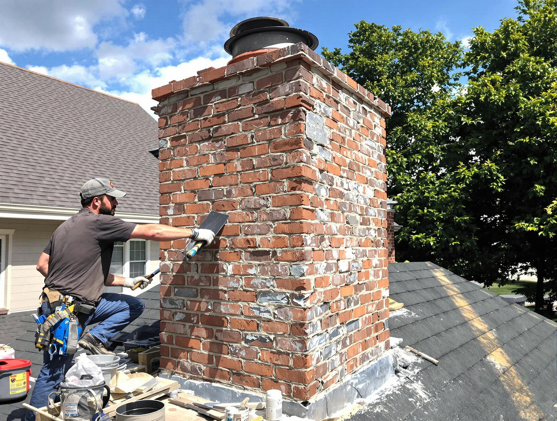 Completed chimney rebuild by Suwanee Chimney Sweep in Suwanee, GA
