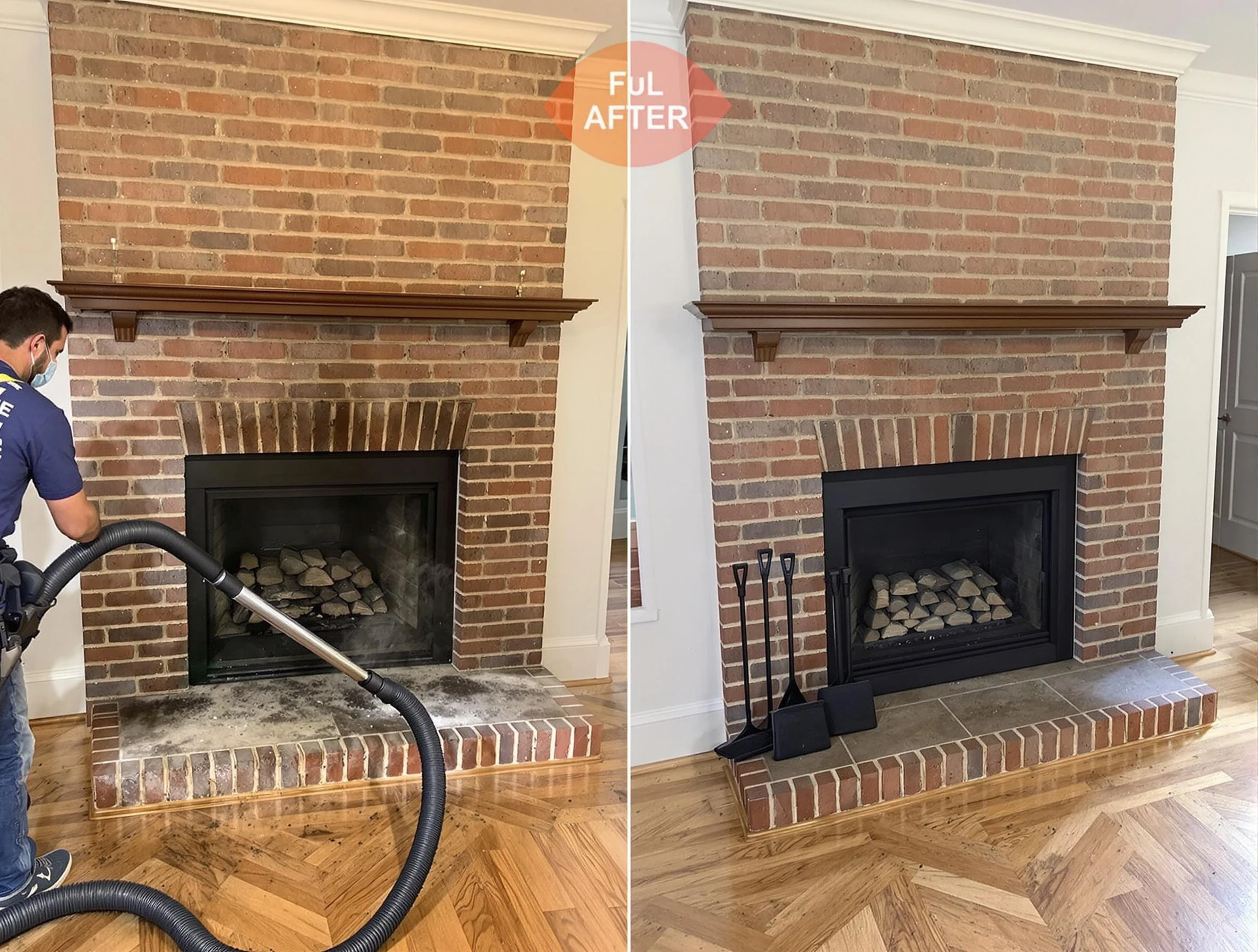 Suwanee Chimney Sweep carefully sanitizing a fireplace in Suwanee, GA