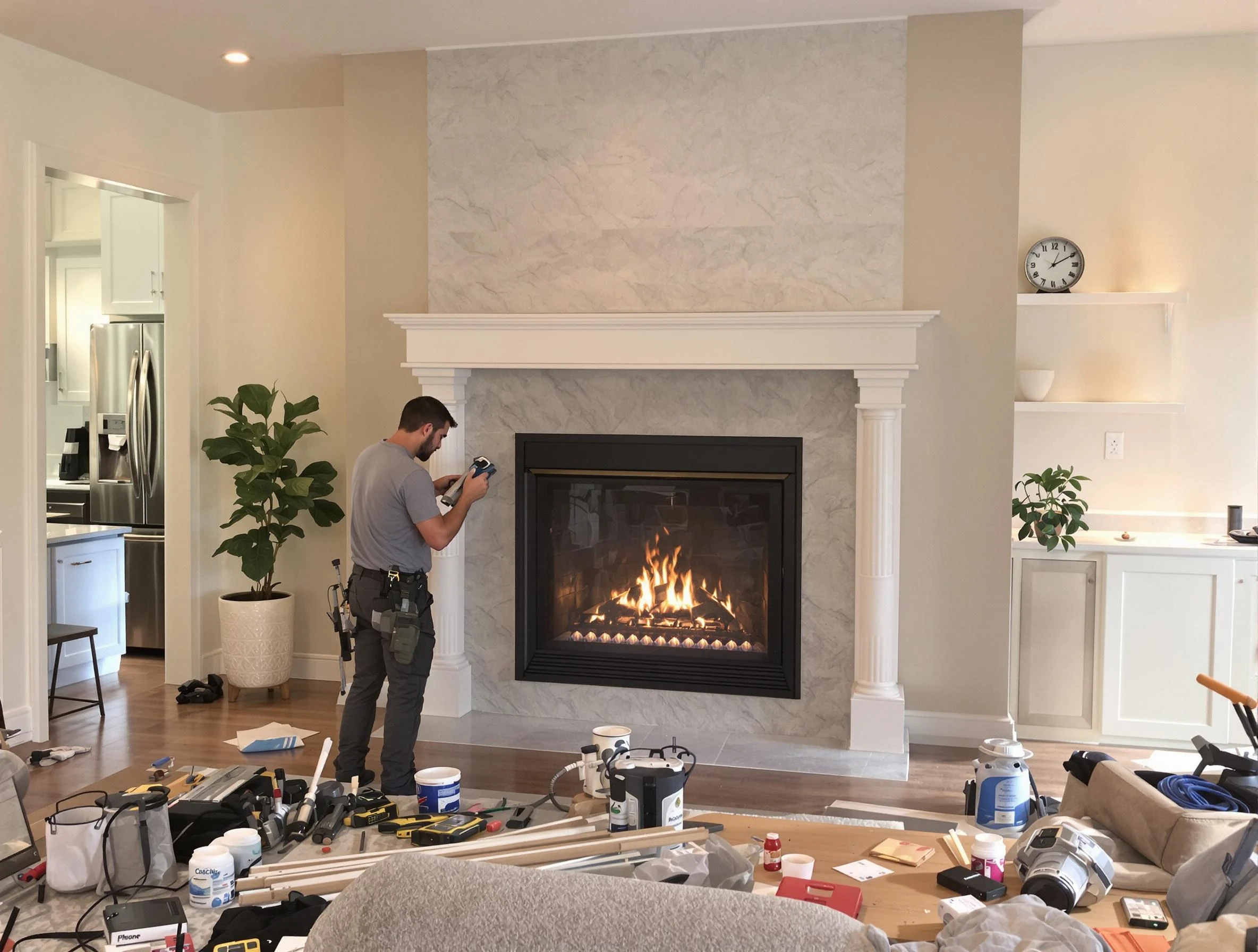 Newly installed fireplace by Suwanee Chimney Sweep in Suwanee, GA